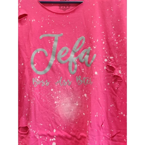 Athletic WorksJefa Distressed t-shirt Pink Size 2XL Preowned #1208 - Picture 2 of 5